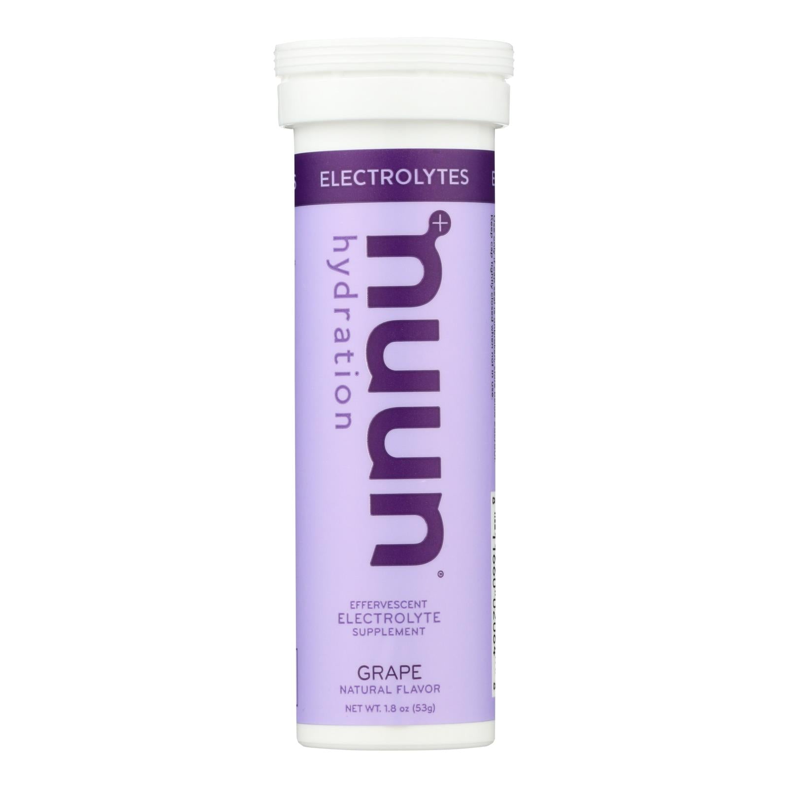 Nuun Hydratation, Nuun Hydration Drink Tab - Active - Grape - 10 comprimés - Caisse de 8 (Pack de 8)