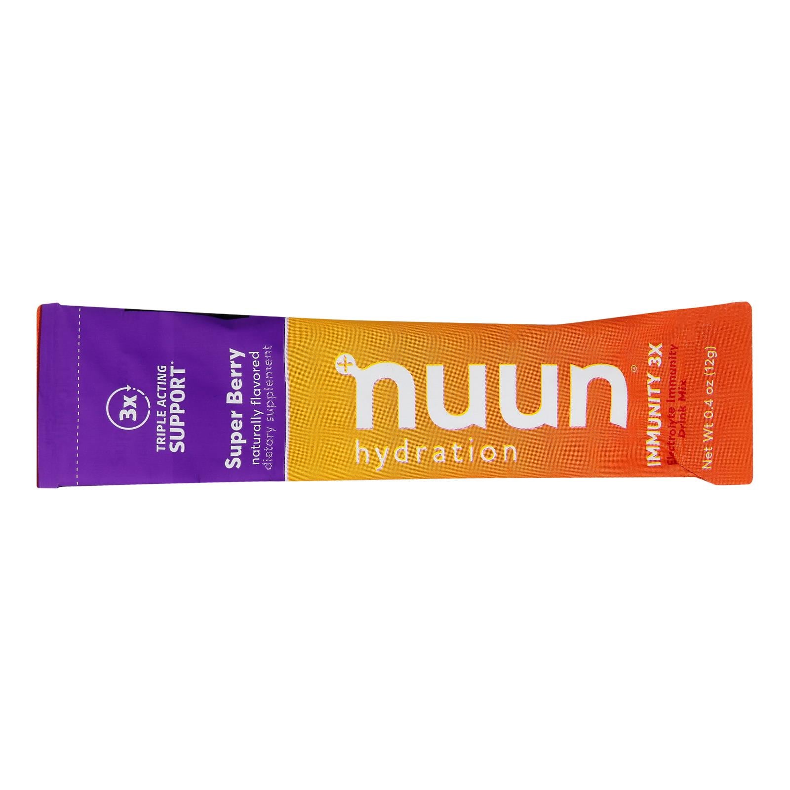 NUUN, Nuun Hydration - Mélange à boire pour le soutien immunitaire Super Berry - 1 paquet de 8 sachets de 0,4 oz chacun