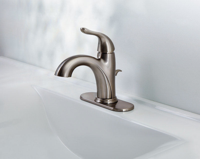 OakBrook, Oak Brook Brushed Nickel 1-Handle Deck 1.2 GPM Mid Arc Bathroom Sink Faucet 4 in.