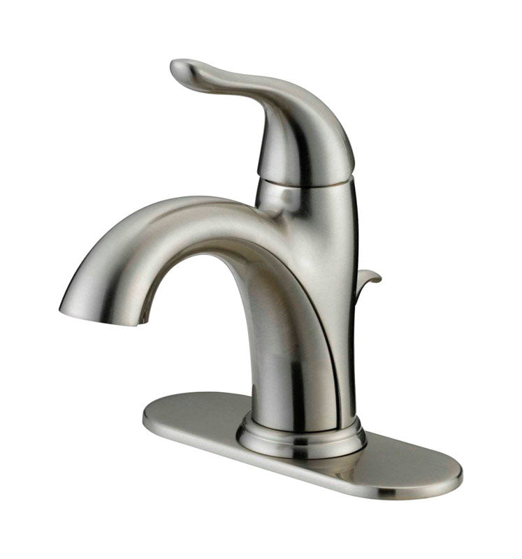 OakBrook, Oak Brook Brushed Nickel 1-Handle Deck 1.2 GPM Mid Arc Bathroom Sink Faucet 4 in.