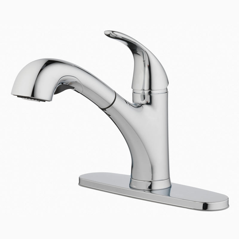 ACE TRADING - HW 5, Oak Brook Ceramic Chrome 1.8 GPM High Arc Spout One Handle Pull-Out Kitchen Faucet