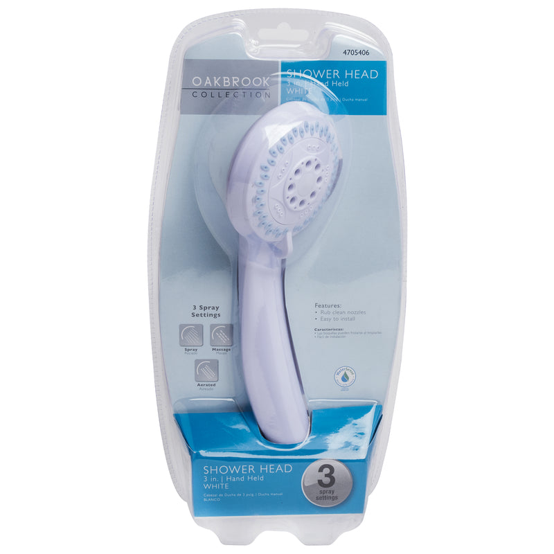 ACE TRADING - POMMEAUX DE DOUCHE, OakBrook White PVC 3 settings Handheld Showerhead 1.8 gpm