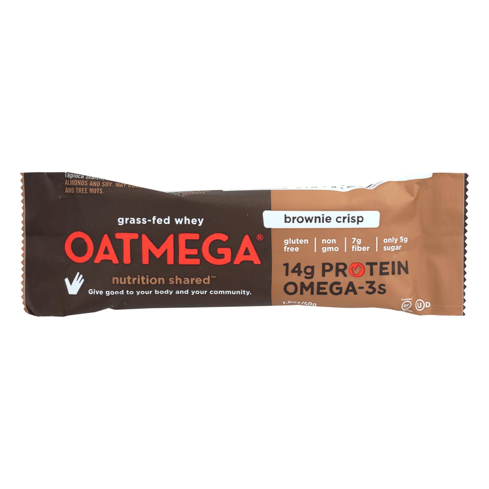 Oatmegabar, Oatmegabar Brownie Croustillant Barre - Caisse de 12 - 1.8 oz (Pack de 12)