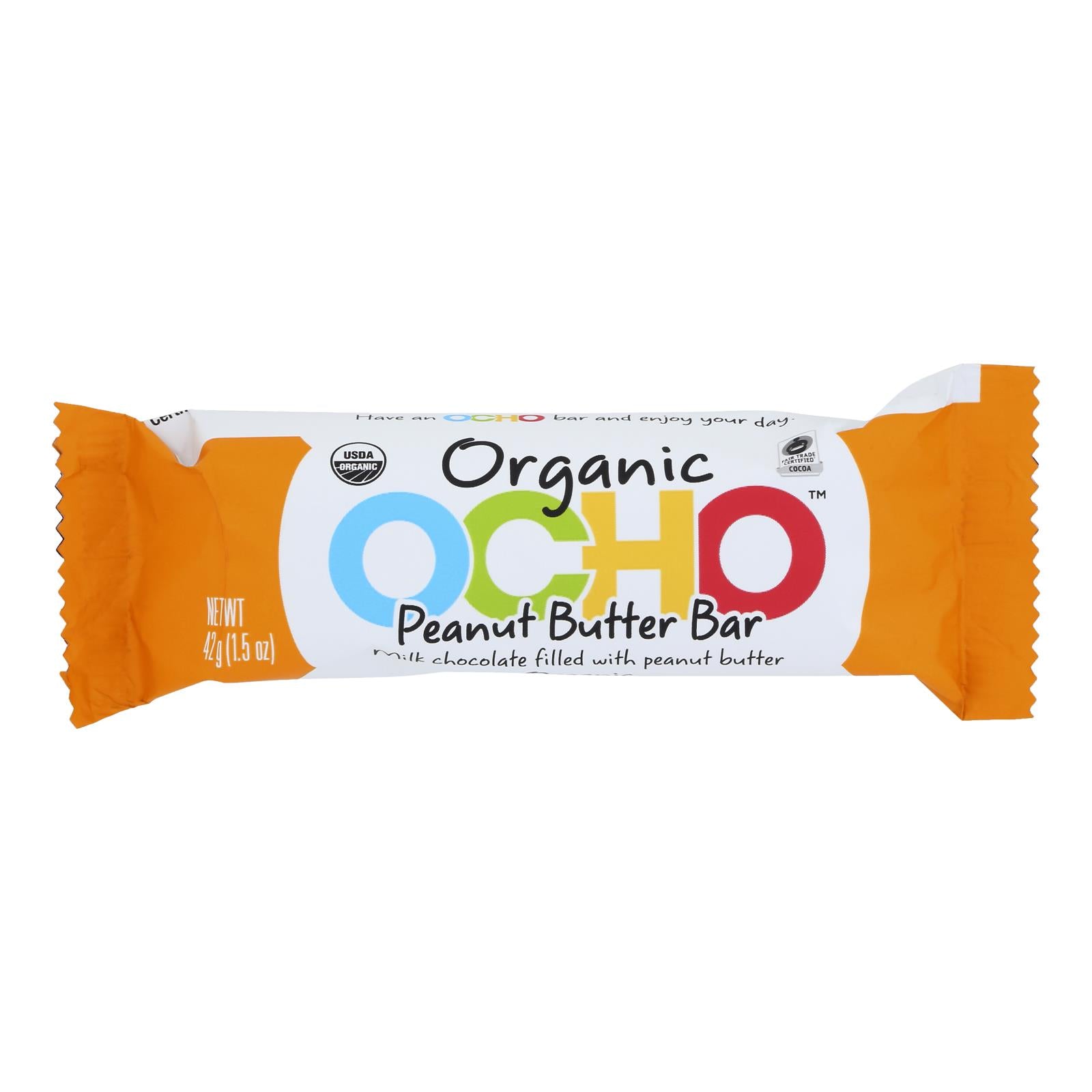 Ocho Candy, Ocho Candy - Barre de chocolat au beurre de cacahuètes - Carton de 12-1.5 OZ