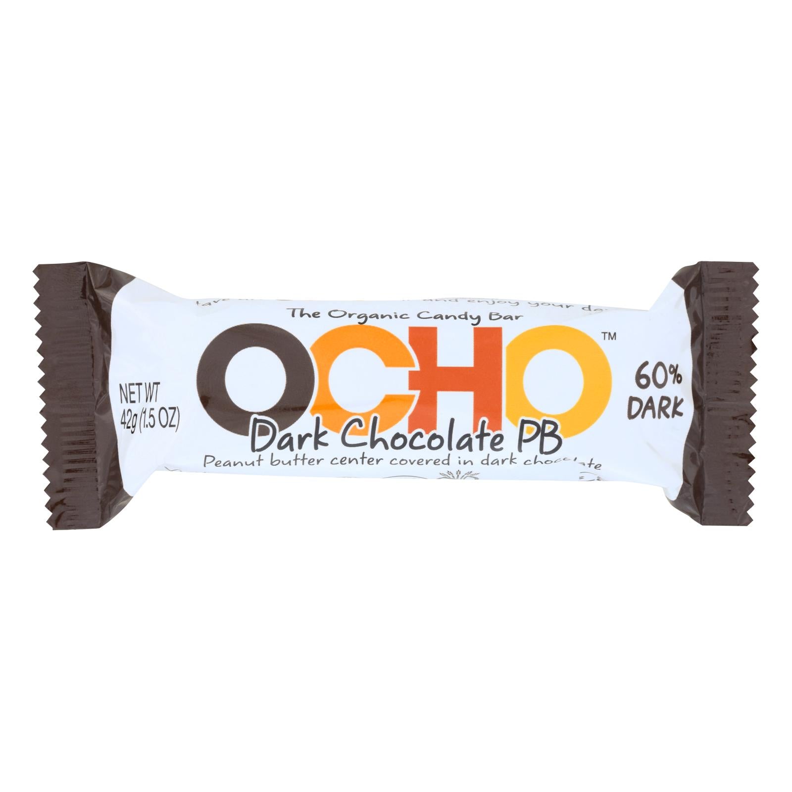 Ocho Candy, Ocho Candy - Candy Bar Chocolat Noir Beurre de Cacahuète - Caisse de 12-1.5 OZ (Paquet de 12)