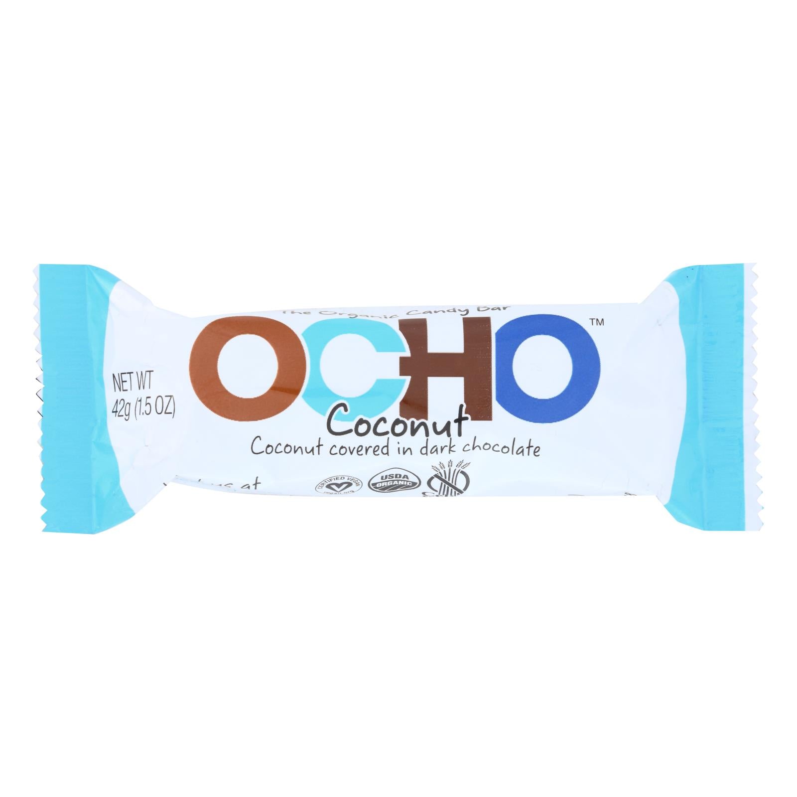 Ocho Candy, Ocho Candy - Candy Bar Coconut - Case of 12-1.5 OZ (Pack of 12)