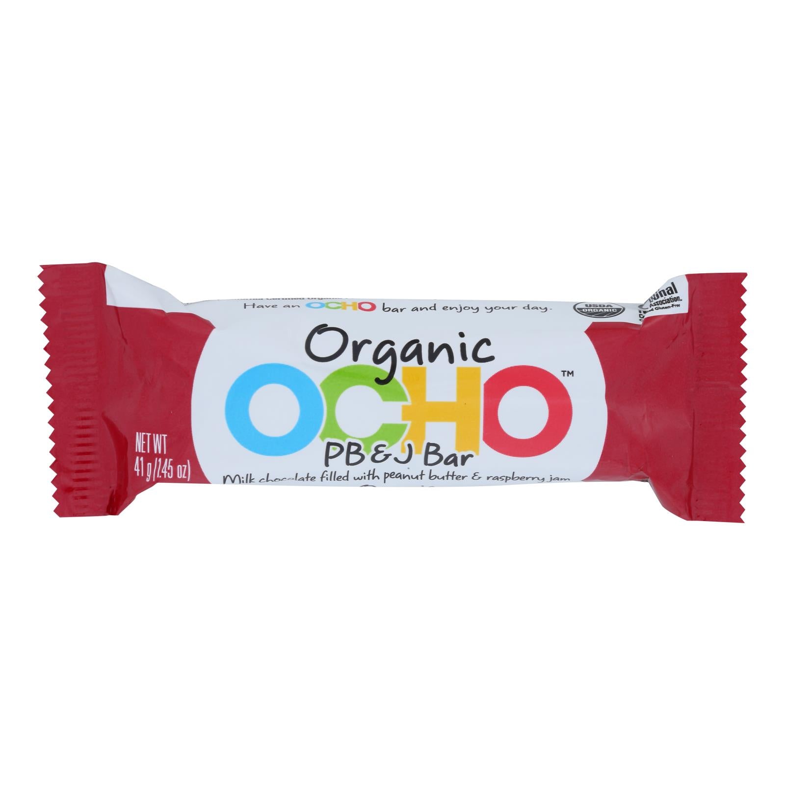 Ocho Candy, Ocho Candy - Candy Bar Peanut Butter And Jelly - Case of 12-1.45 OZ (Pack of 12)