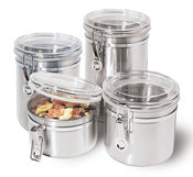 ASDAK INTERNATIONAL, Oggi Silver Clamp Canister Set 4 pk