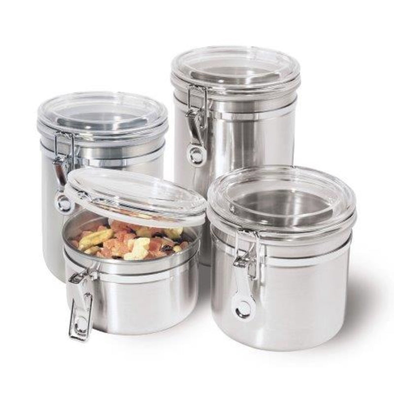 ASDAK INTERNATIONAL, Oggi Silver Clamp Canister Set 4 pk