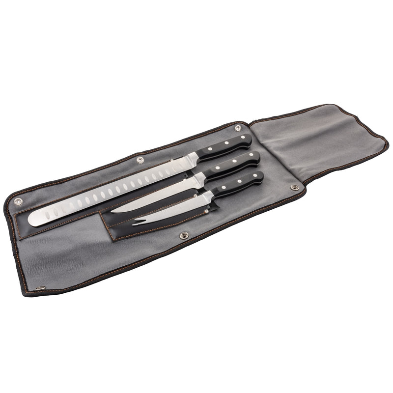 CHAR-BROIL LLC, Oklahoma Joe's Blacksmith Acier inoxydable noir/argent Set de couteaux à griller 3 pc