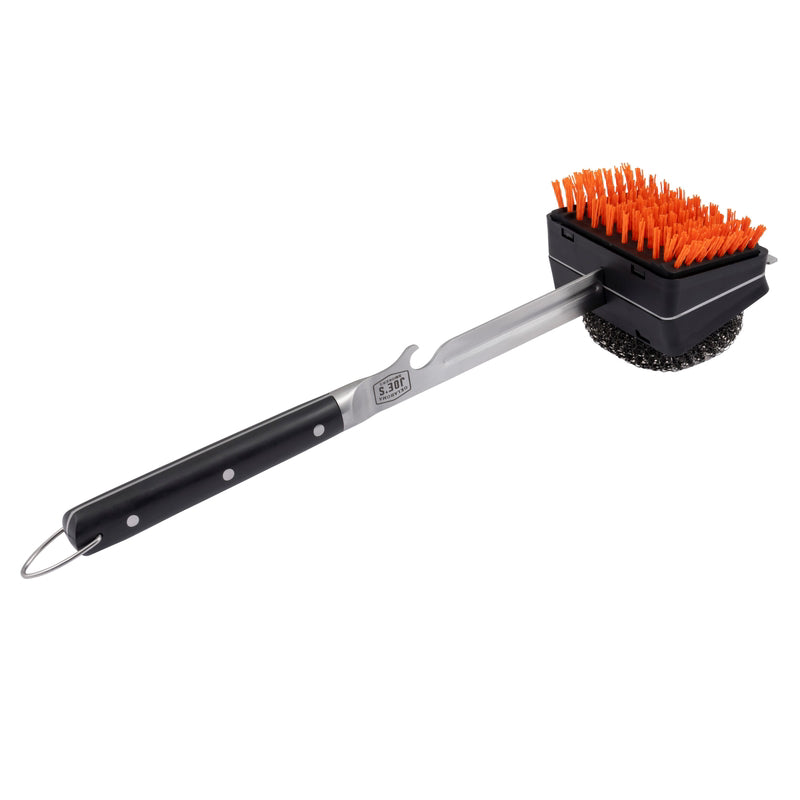 CHAR-BROIL LLC, Oklahoma Joe's Blacksmith Steel Black/Red/Silver Grill Brush with Scraper (brosse à grillades avec grattoir)