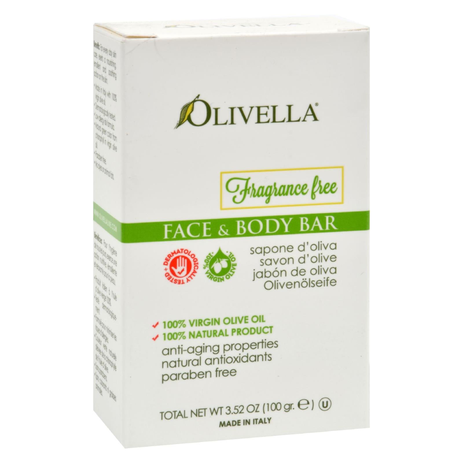 Olivella, Olivella Barre sans parfum pour le visage et le corps - 3.52 oz