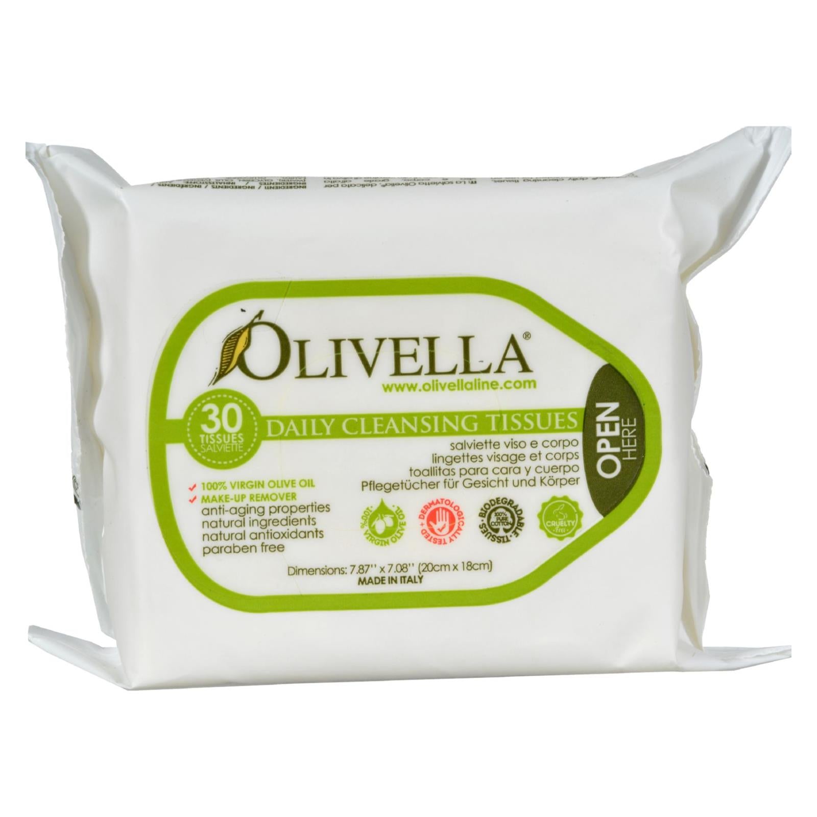 Olivella, Olivella Lingettes nettoyantes quotidiennes pour le visage - 30 lingettes