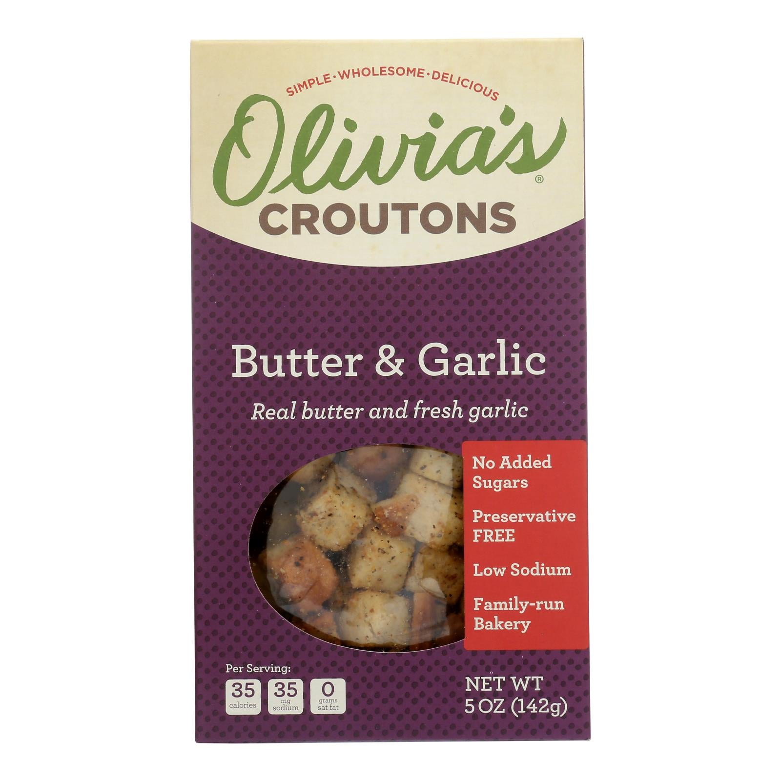 Olivia'S, Olivia's - Croûtons au beurre et à l'ail - Caisse de 6 - 5 OZ (Paquet de 6)