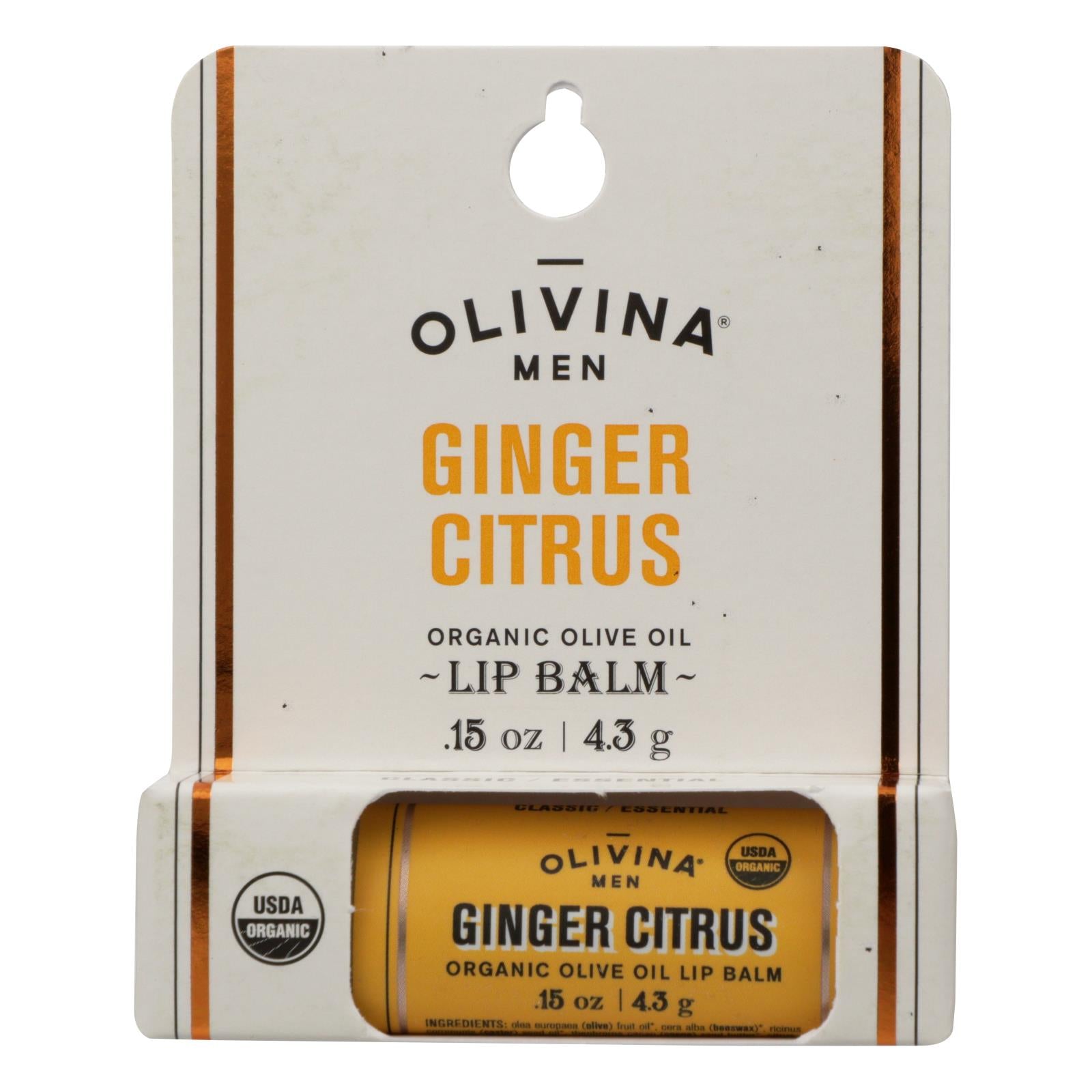 Olivina Hommes, Olivina Men - Baume à lèvres Ginger Citr - .15 OZ