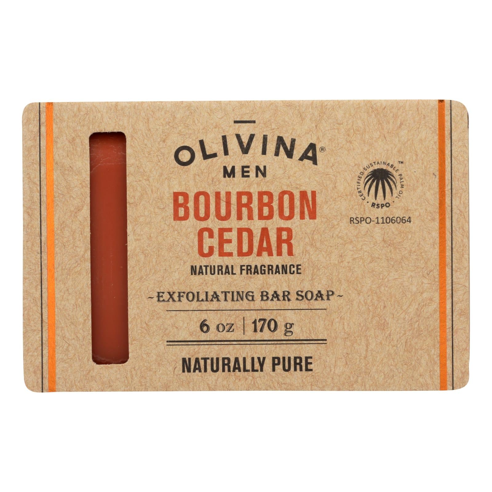 Olivina Hommes, Olivina Men - Savon Exfoliant Cèdre Bourbon - 1 pièce - 6 OZ