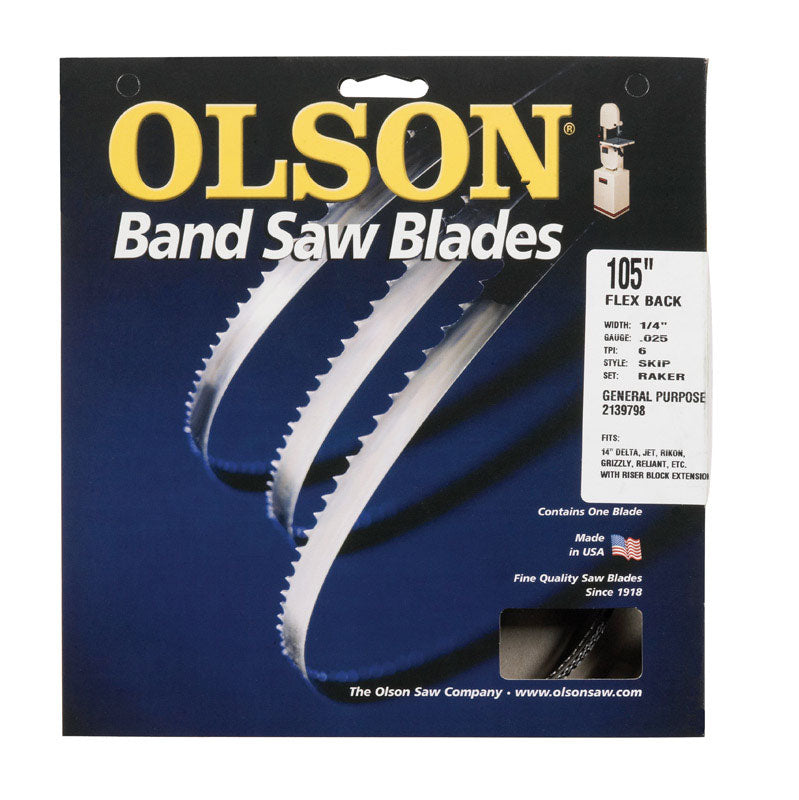 BLACKSTONE INDUSTRIES LLC, Olson 105 po. L X 0.25 in. W Carbon Steel Skip Band Saw Blade 6 TPI Skip teeth 1 pk