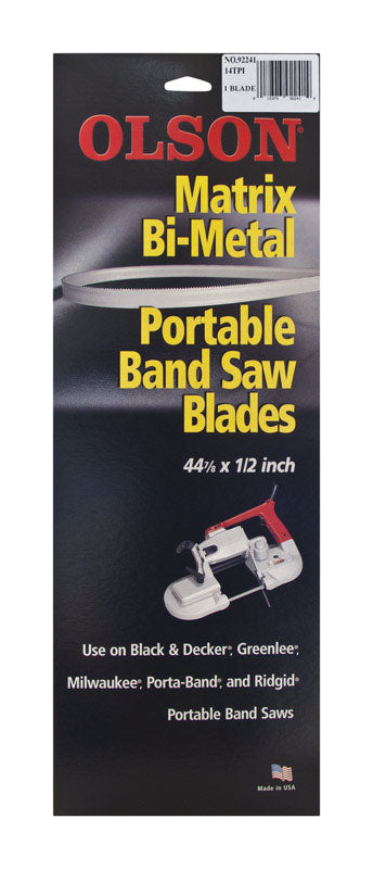 BLACKSTONE INDUSTRIES LLC, Olson 44.9 in. L X 0.5 in. W Bi-Metal Band Saw Blade 14 TPI Regular teeth 1 pk