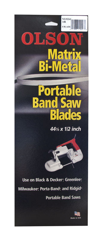 BLACKSTONE INDUSTRIES LLC, Olson 44.9 in. L X 0.5 in. W Bi-Metal Portable Band Saw Blade 14 TPI Regular teeth 3 pk