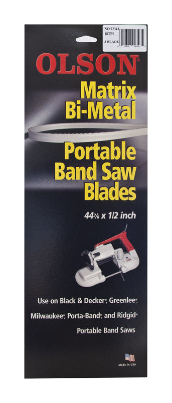 BLACKSTONE INDUSTRIES LLC, Olson 44.9 in. L X 0.5 in. W Bi-Metal Portable Band Saw Blade 18 TPI Regular teeth 1 pk