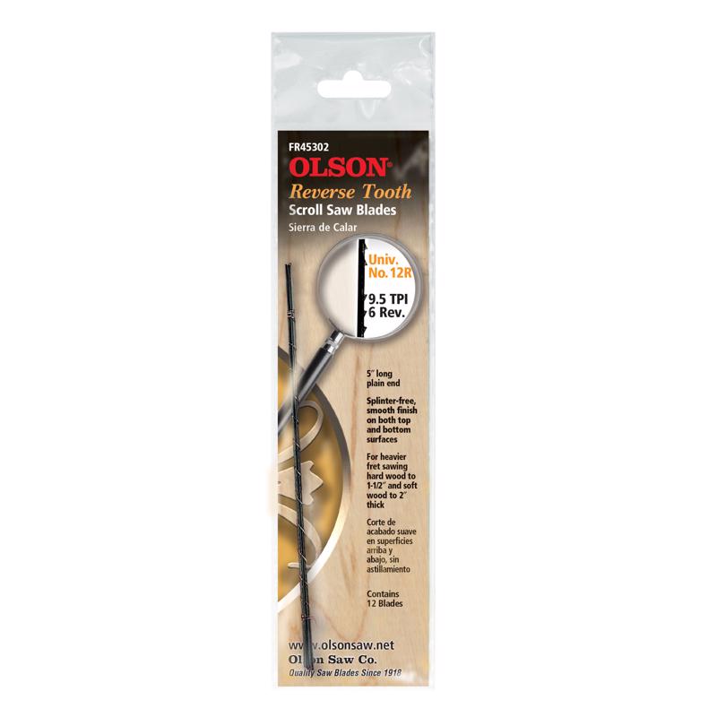 BLACKSTONE INDUSTRIES LLC, Olson 5 in. Carbon Steel Scroll Saw Blade 9.8 TPI 12 pk