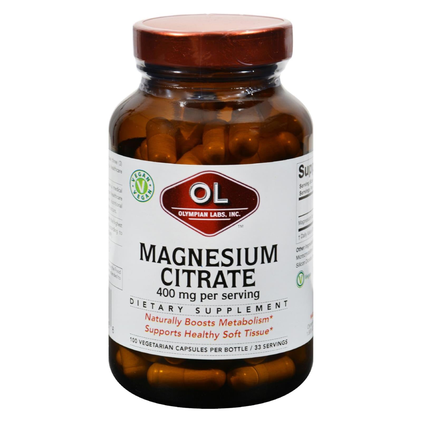 Laboratoires Olympian, Olympian Labs Citrate de Magnésium - 400 mg - 100 Capsules