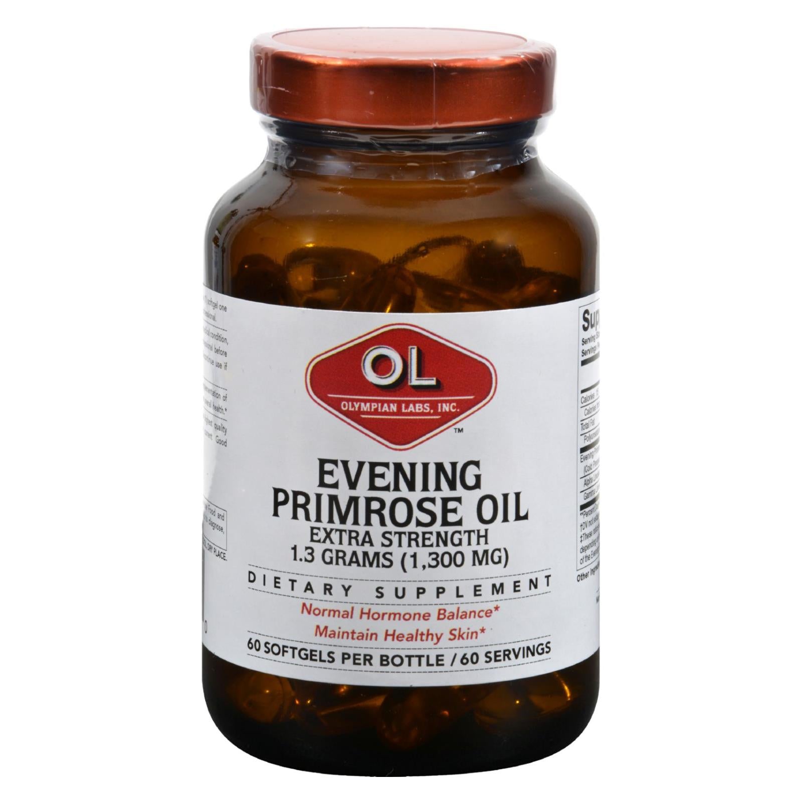 Laboratoires Olympian, Olympian Labs Evening Primrose Oil - Extra Strength - 1300 mg - 60 Capsules Molles