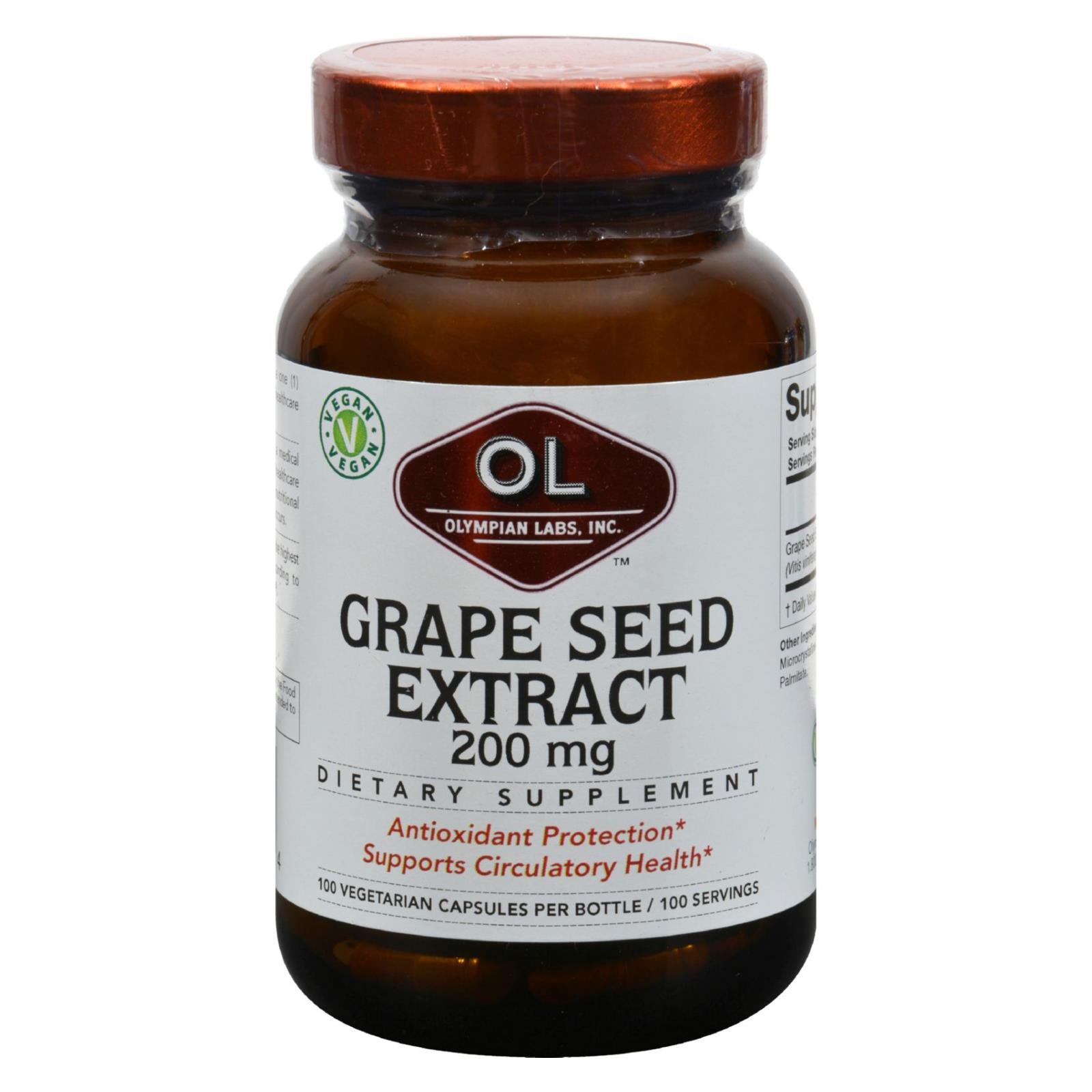 Laboratoires Olympian, Olympian Labs Grape Seed Extra Strength - 200 mg - 100 Capsules