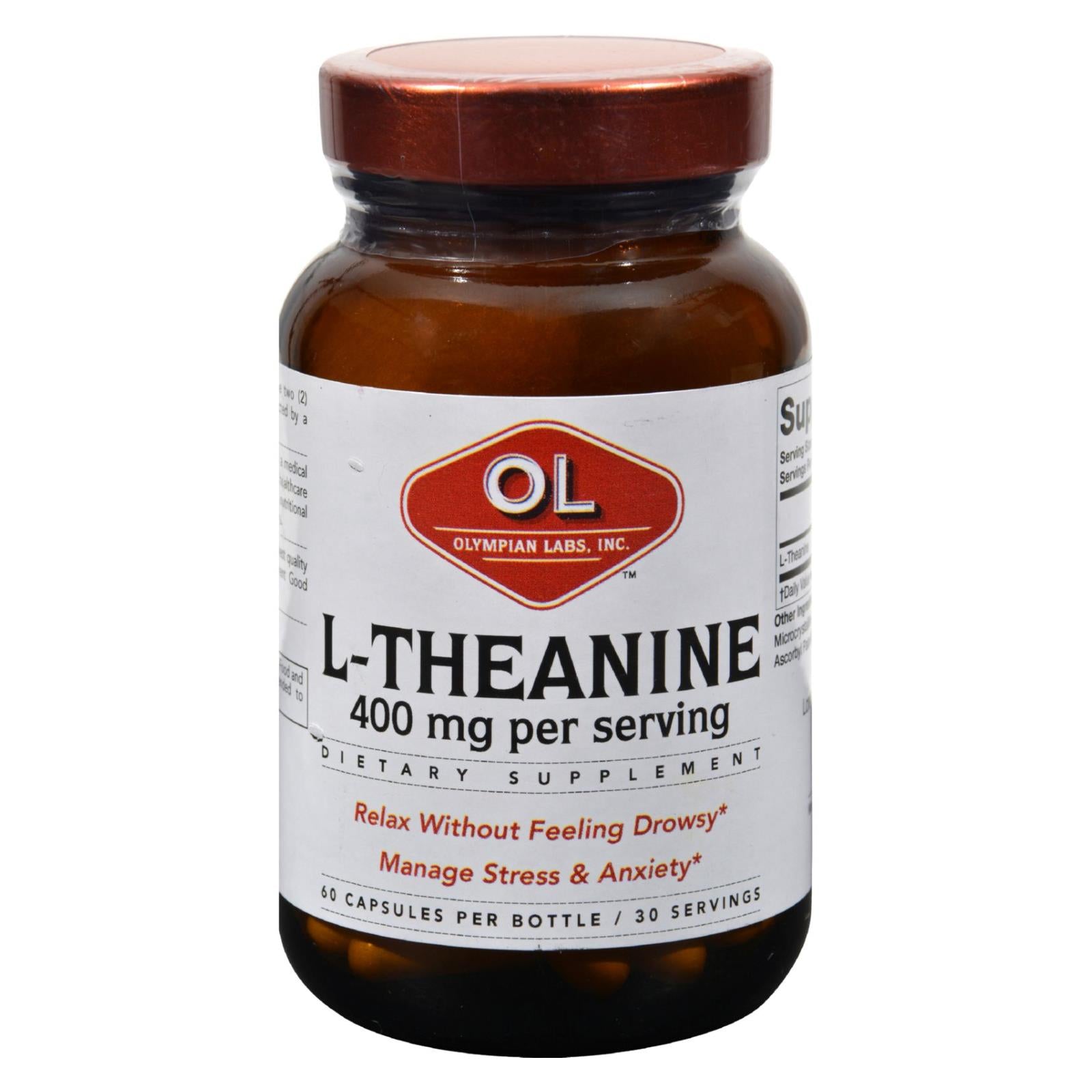 Laboratoires Olympian, Olympian Labs L-Théanine - 400 mg - 60 Capsules Végétariennes