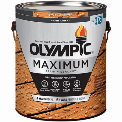 PPG-OLYMPIC/DEFT, Olympic Maximum Low Luster Cedar Natural Tone Teinture et scellant à base d'huile 1 gal (paquet de 4)