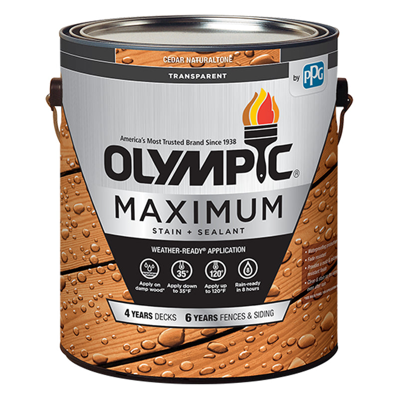 PPG-OLYMPIC/DEFT, Olympic Maximum Low Luster Cedar Natural Tone Teinture et scellant à base d'huile 1 gal (paquet de 4)