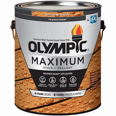 PPG-OLYMPIC/DEFT, Olympic Maximum Semi-Transparent Redwood Stain and Sealer 1 gal. (paquet de 4)