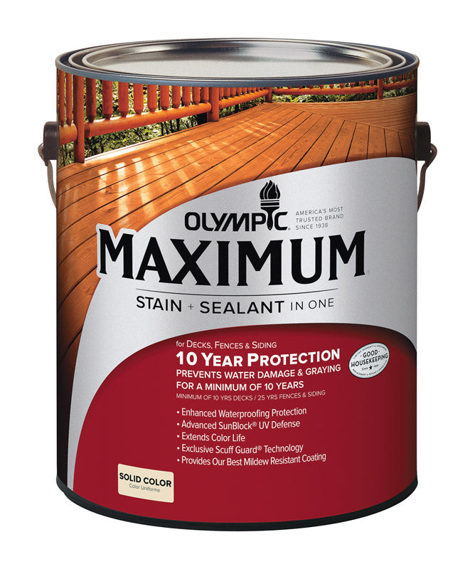 PPG-OLYMPIC/DEFT, Olympic Maximum Solid Color Semi-lustré Navajo Red Base 1 Acrylic Latex Stain and Sealant 1 gal (Pack of 4)