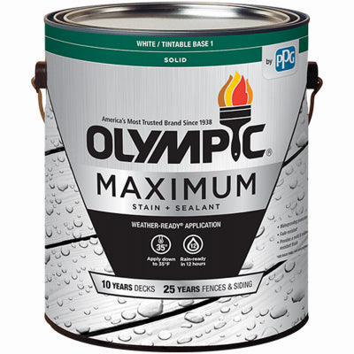 PPG-OLYMPIC/DEFT, Olympic Maximum Teintable White Base 1 Acrylic Latex Stain and Sealant 1 gal (Pack of 4).