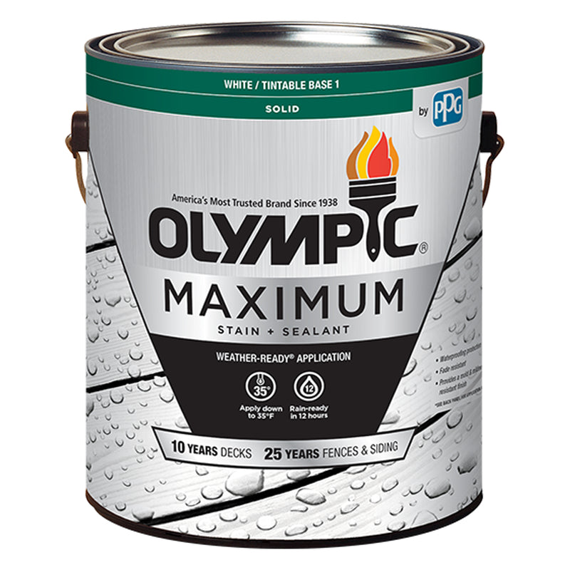 PPG-OLYMPIC/DEFT, Olympic Maximum Teintable White Base 1 Acrylic Latex Stain and Sealant 1 gal (Pack of 4).