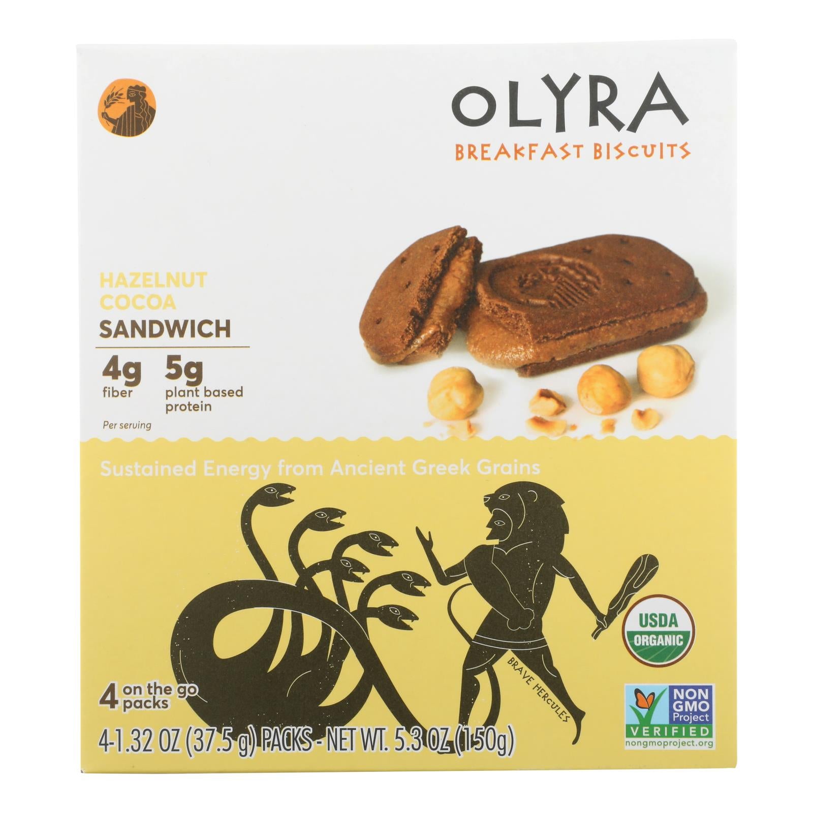 Olyra, Olyra - Biscuit sandwich déjeuner noisette cacao - carton de 6 - 5.3 OZ (pack de 6)