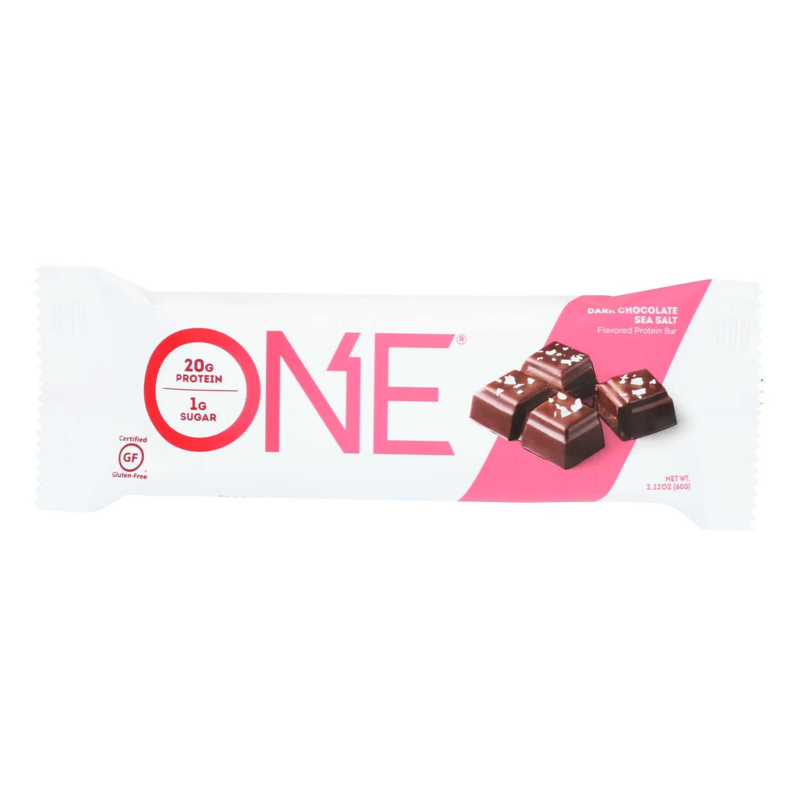 Une barre, One Bar - Barre Protéines Chocolat Noir Sel de Mer - Carton de 12 - 60 GRM (Pack de 12)