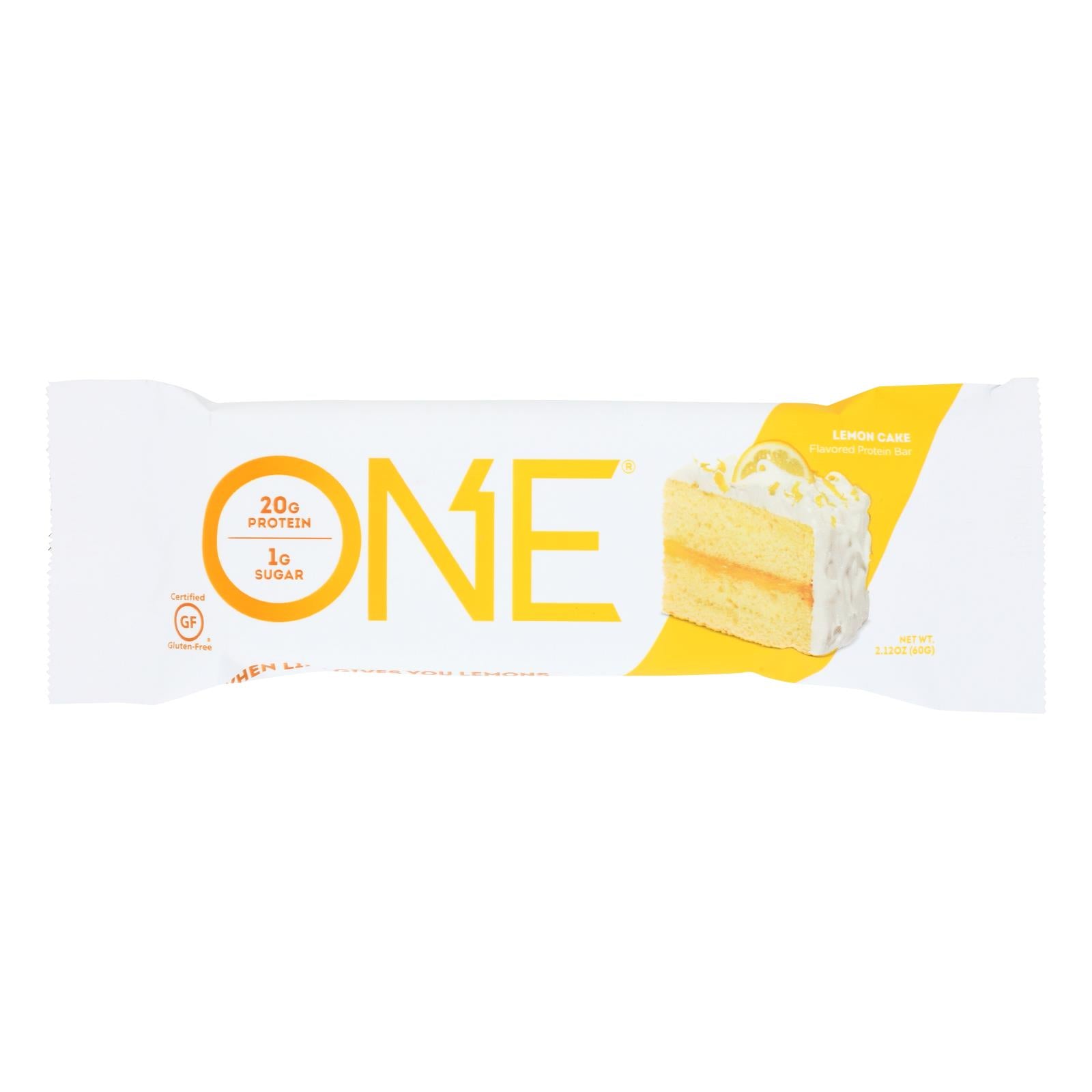 Une barre, One Brands Barre protéinée aromatisée au gâteau au citron - caisse de 12 - 60 GRM (paquet de 12)