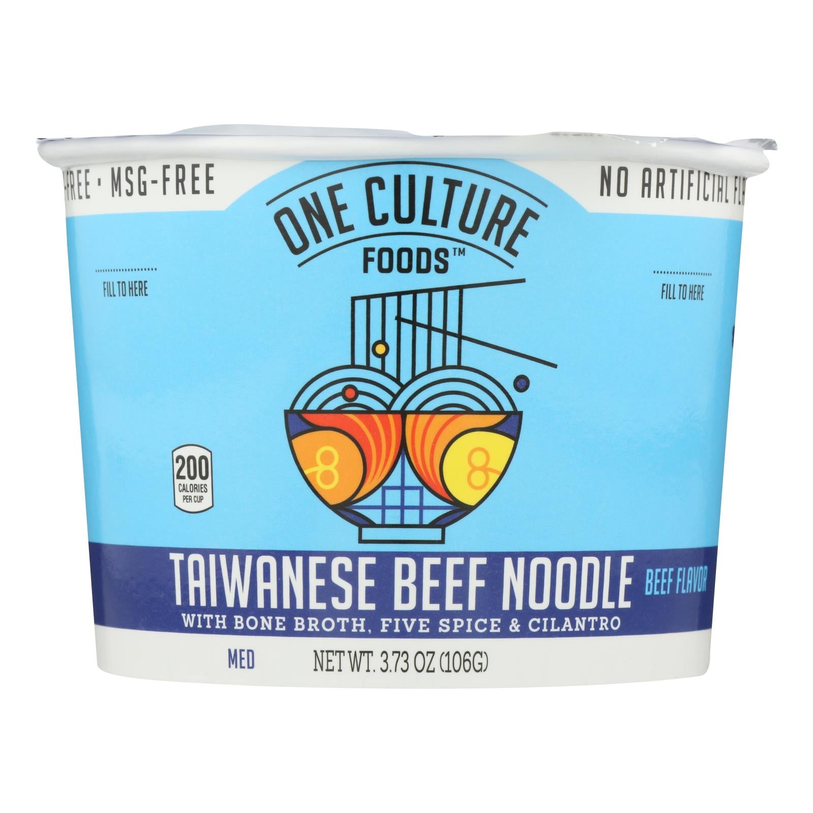 One Culture Foods, One Culture Foods Coupe de nouilles au bœuf taïwanais - Caisse de 8 - 3.73 OZ (paquet de 8)