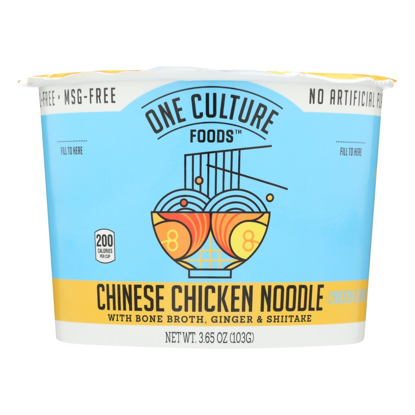 One Culture Foods, One Culture Foods Coupe de nouilles au poulet chinoises - Caisse de 8 - 3.65 OZ (paquet de 8)