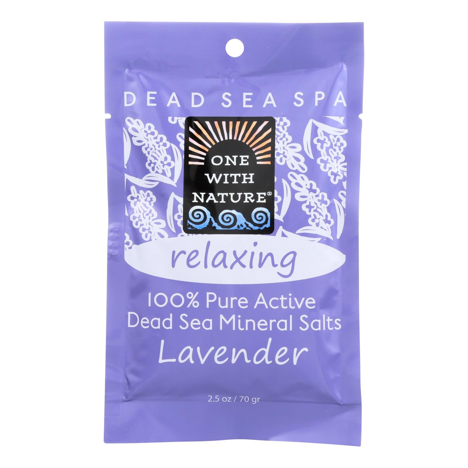 Un avec la nature, One With Nature Relaxing Lavender Dead Sea Mineral - Bath Salt - Case of 6 - 2.5 oz (Pack of 6)