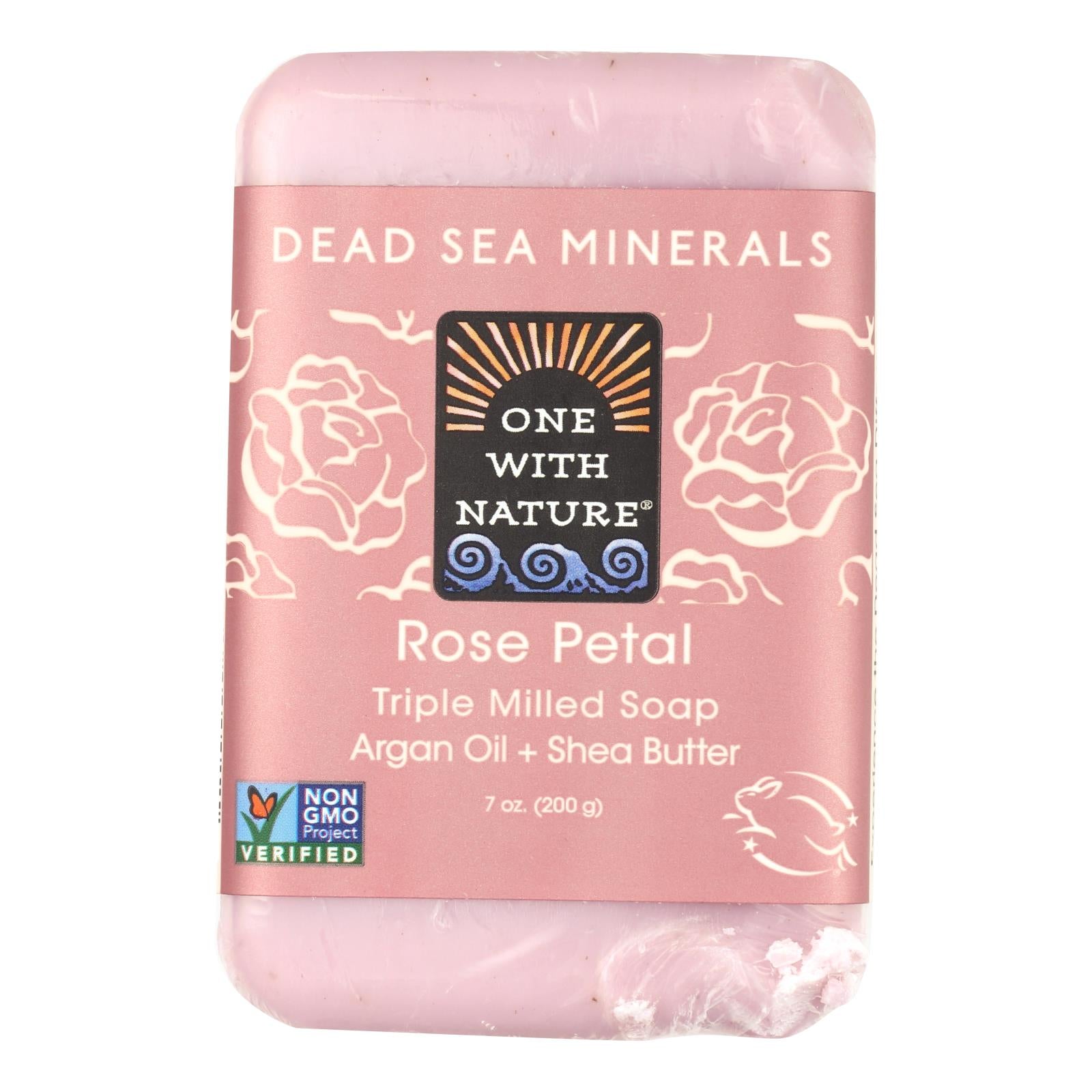 Un avec la nature, One With Nature - Savon minéral de la mer morte à la pétale de rose - 7 oz