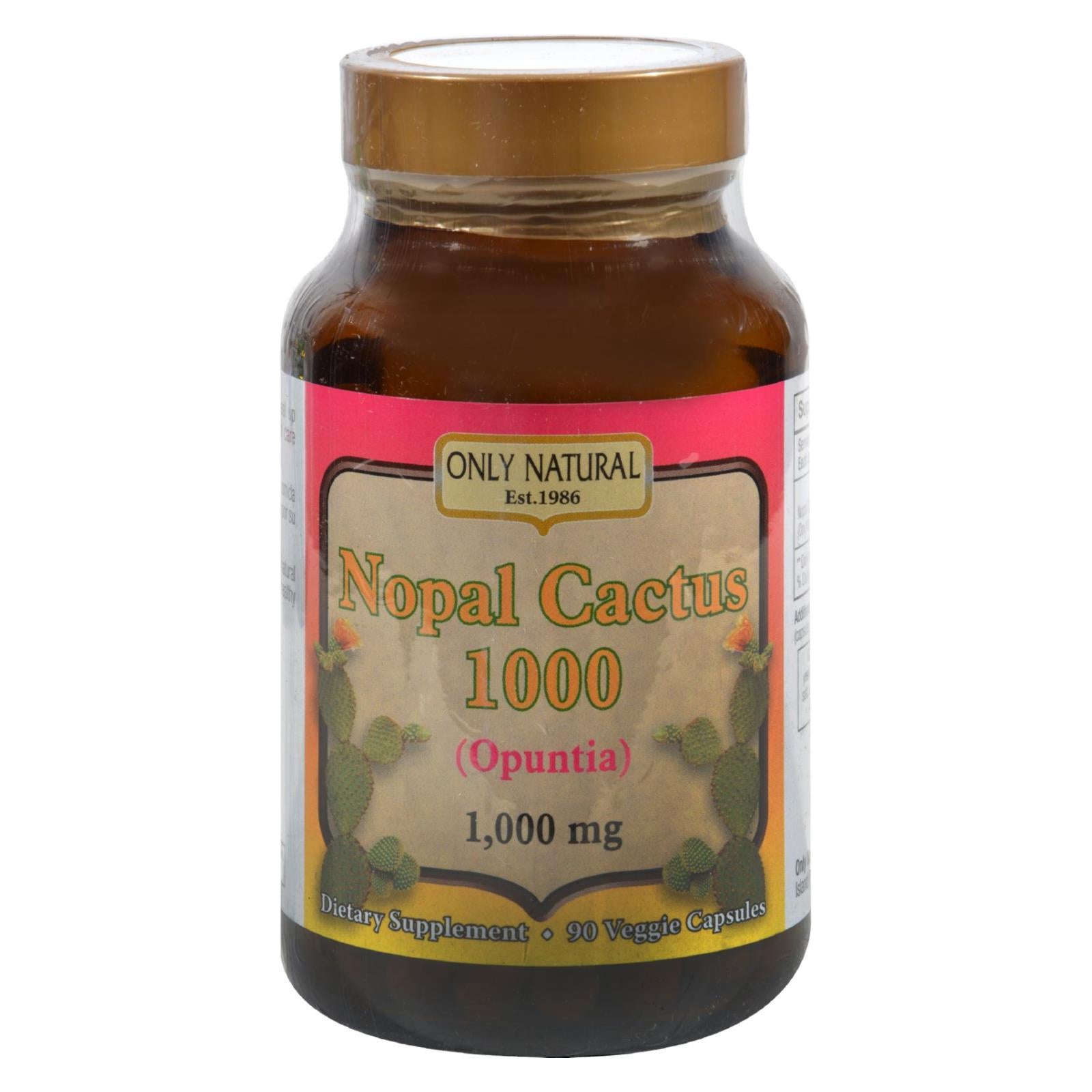 Seulement naturel, Only Natural Nopal Cactus 1000 - 1000 mg - 90 Capsules Végétales