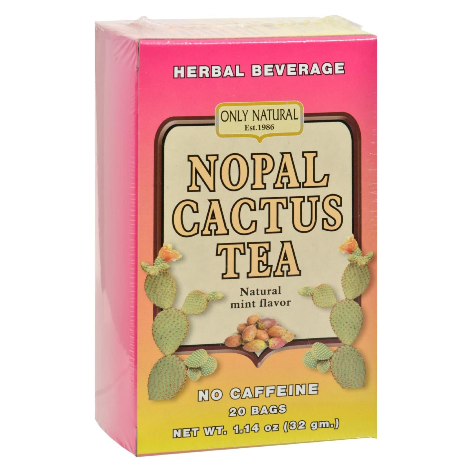 Seulement naturel, Only Natural Nopal Cactus Tea Caffeine Free Natural Mint - 20 Sachets de Thé