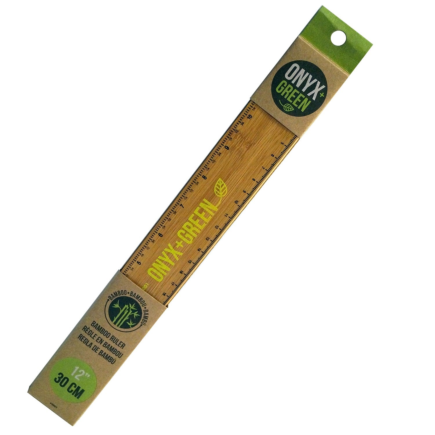 JENSEN DISTRIBUTIONS SERVICES, Onyx + Green 12 in. L Wood Ruler Metric