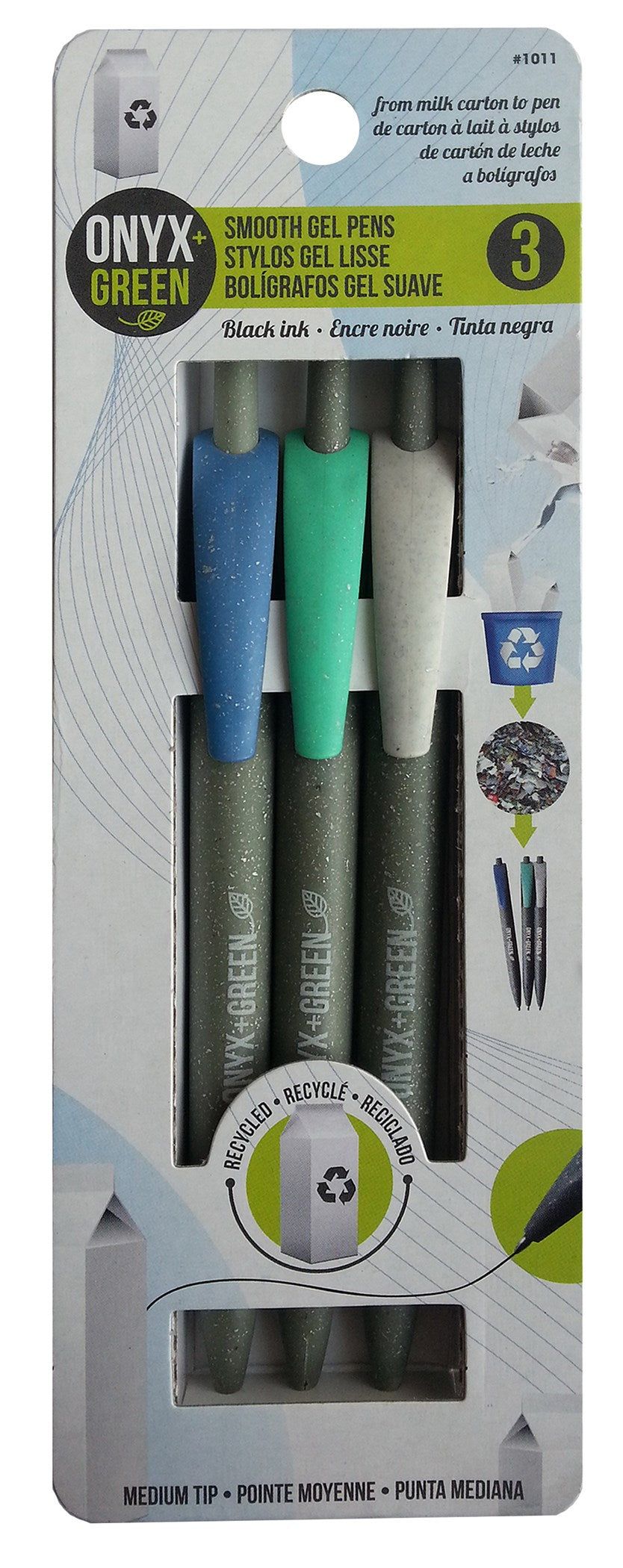 JENSEN DISTRIBUTIONS SERVICES, Onyx + Vert Noir Recharge Stylo Rétractable 3 pk