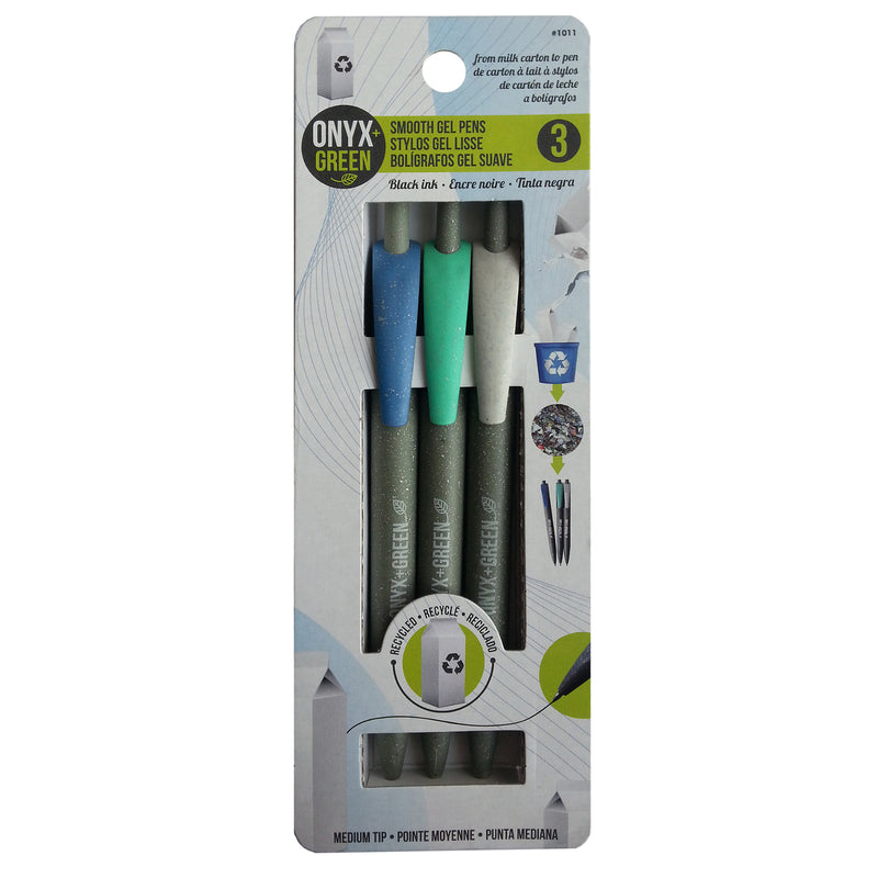 JENSEN DISTRIBUTIONS SERVICES, Onyx + Vert Noir Recharge Stylo Rétractable 3 pk