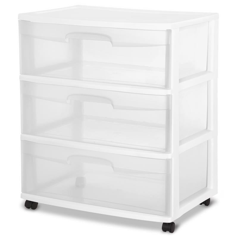 STERILITE CORPORATION, Sterilite 5 cu ft Clear/White Drawer Organizer 24 in. H X 21-7/8 in. L X 15-1/4 po. D Empilable