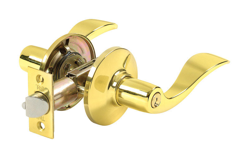 SPECTRUM BRANDS INC, Tell Finishing Touches Niagara Bright Brass Entry Lever 1-3/4 in.