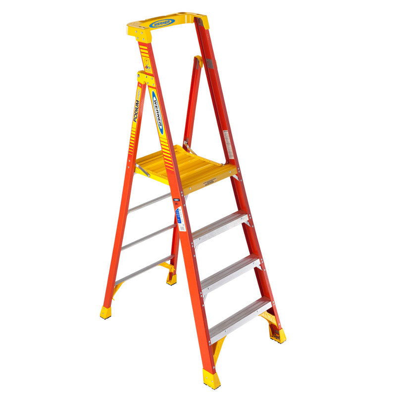 WERNER CO, Werner 4 ft. H Fiberglass Podium Platform Ladder Type IA 300 lb capacity